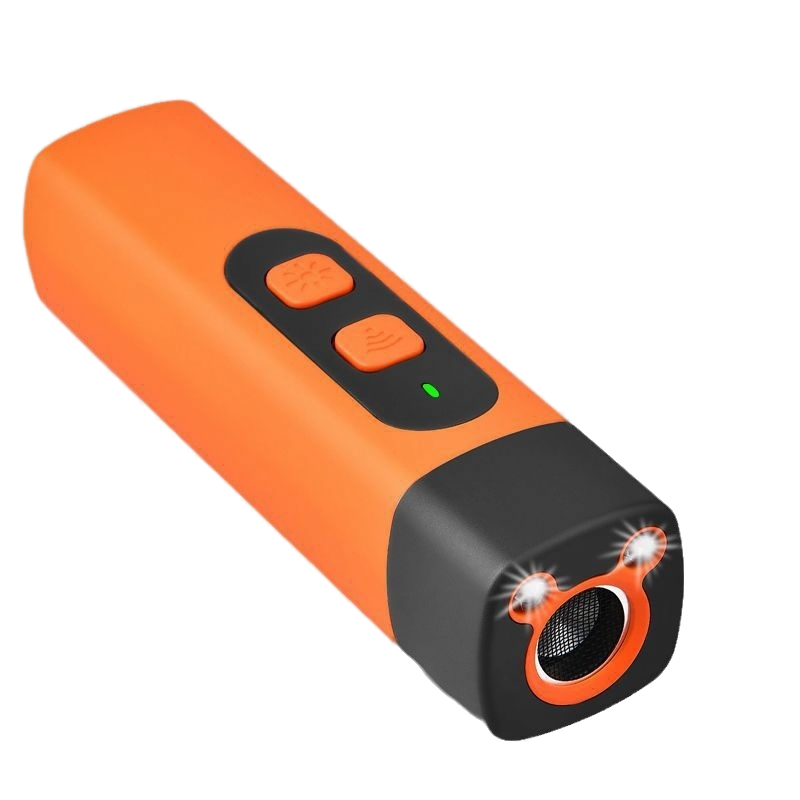 מכשיר אולטרסוני כתום עם תאורת LED