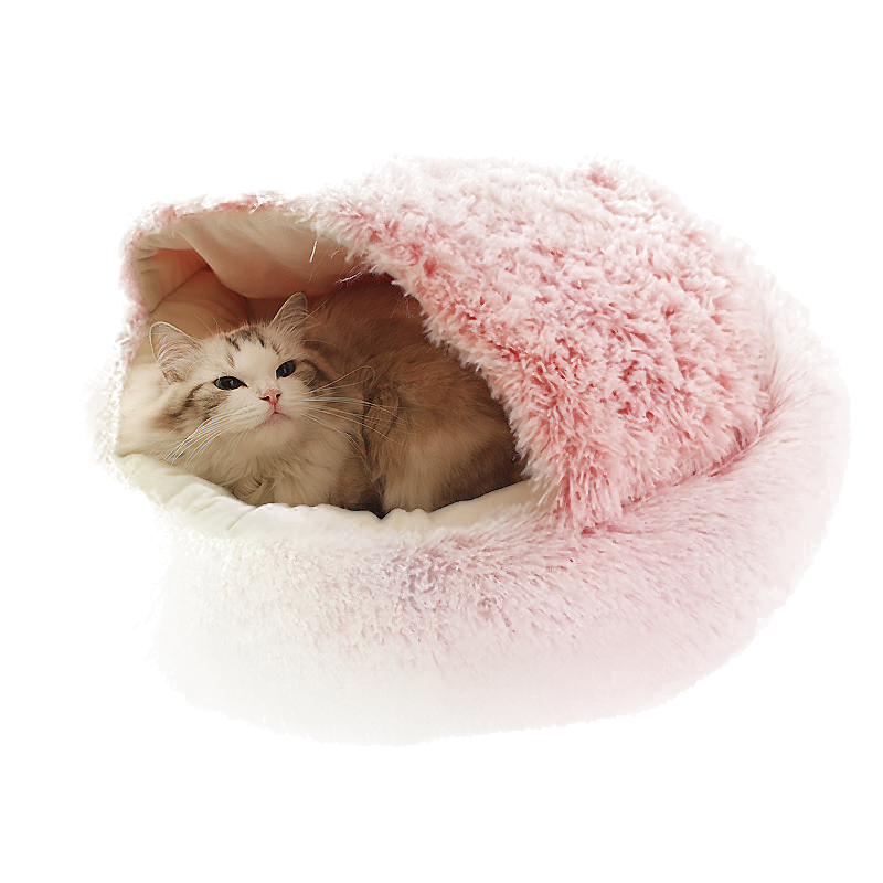 מיטה עגולה ורודה לחיות, 50 ס״מ